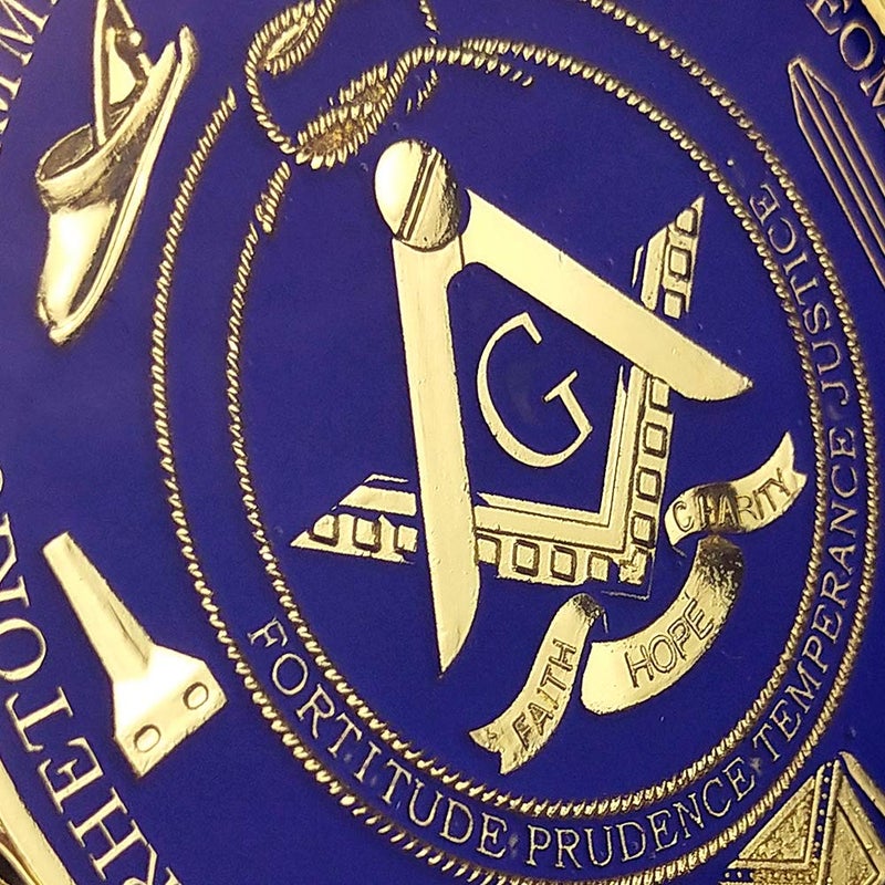 deDecoml Freemason Masonic Brotherhood Car Emblems Gold Plated in Blue Masonic Accessories Gifts - Image 3